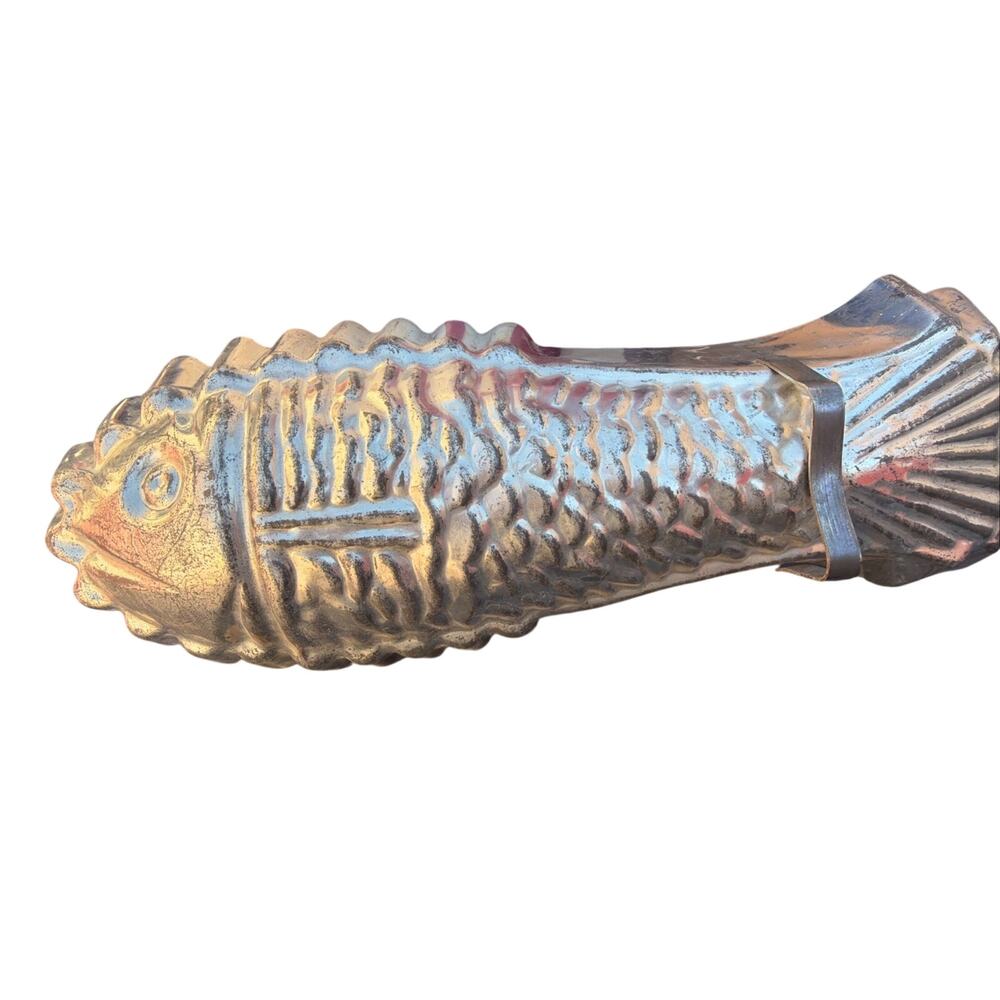 Antique Tin Metal Fish Cake Pan  Jello Mold – Rustic Farmhouse‎ Kitchen Decor